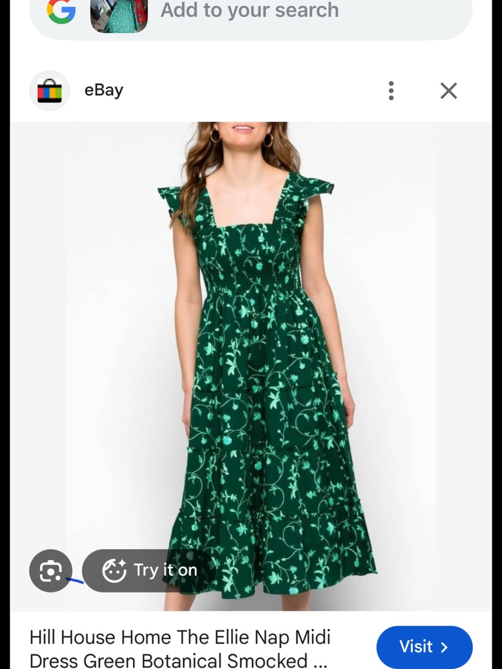 Hill House Home Ellie Nap Dress Green Botanical Size S